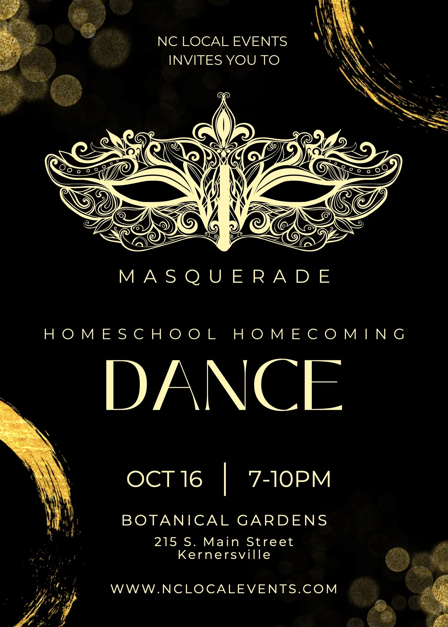 Homecoming 2025: Masquerade event flyer