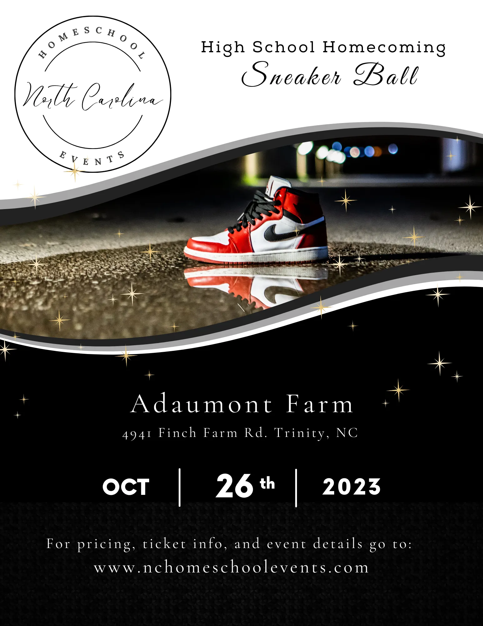 Sneaker Ball: Homeschool Homecoming event flyer